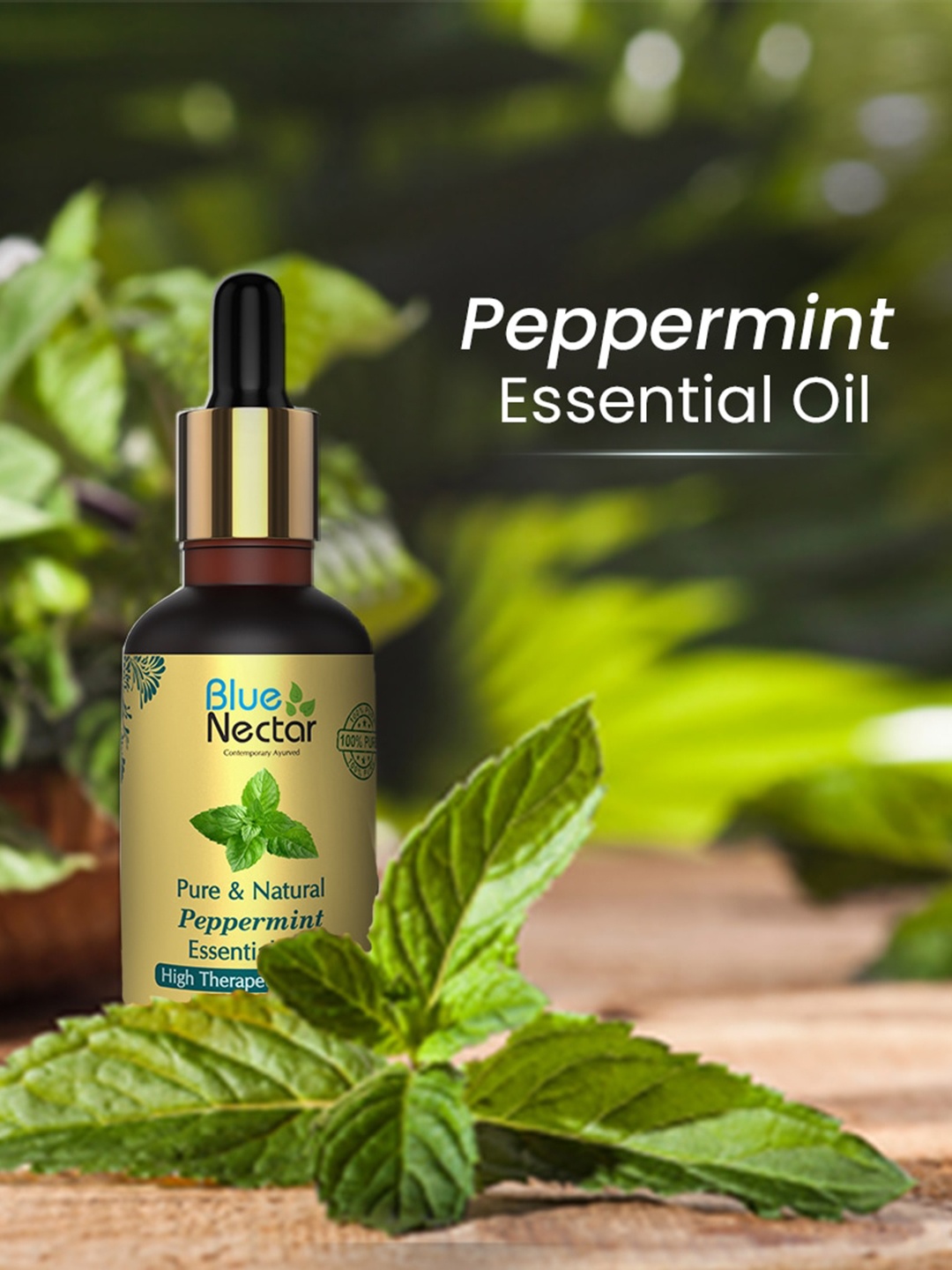 

Blue Nectar Pure & Natural High Therapeutic Grade French Peppermint Essential Oil - 15 ml, Gold