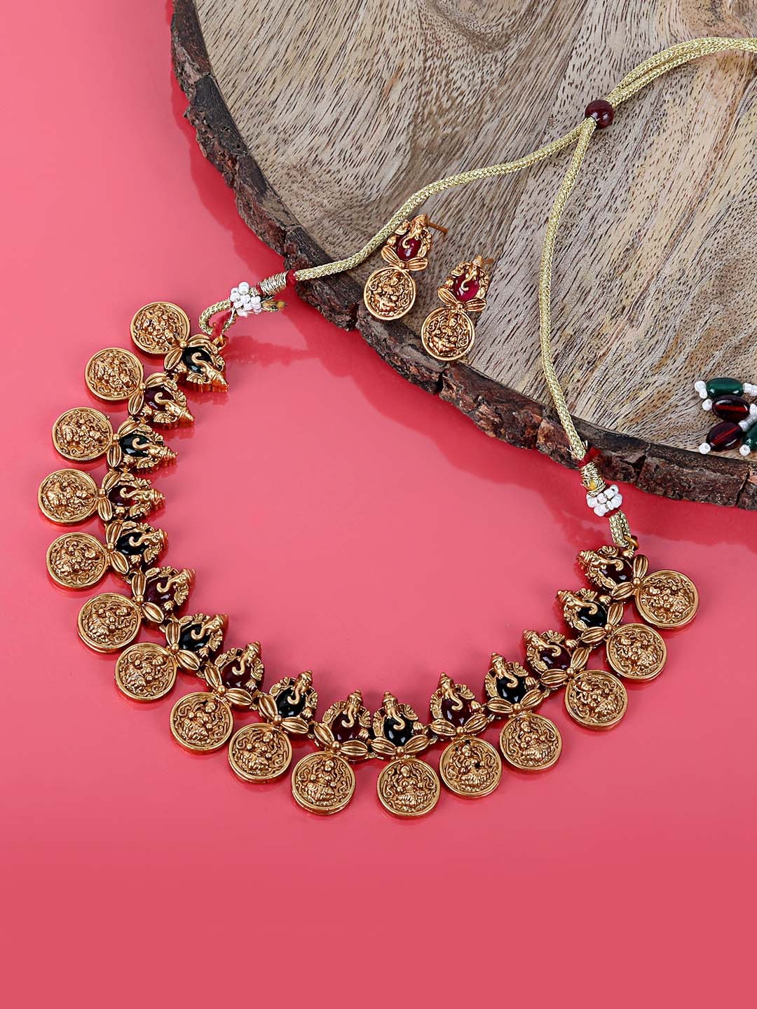 

ROFARWORD Gold-Plated Stone-Studded Jewellery Set