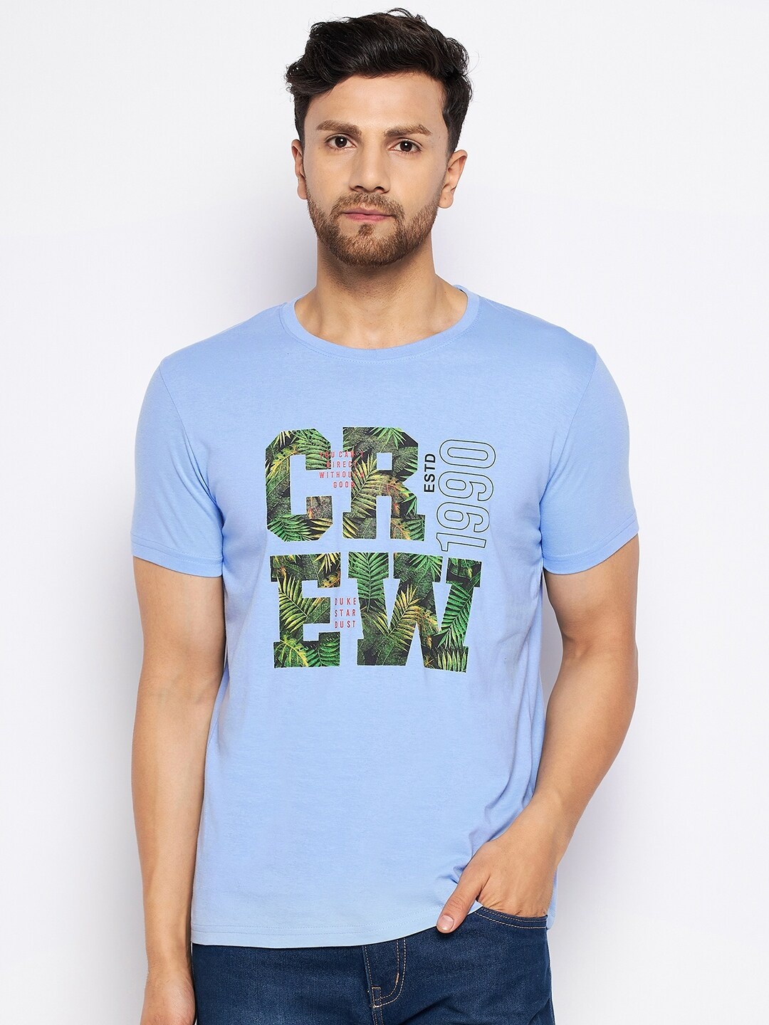 

Duke Typography Round Neck Slim Fit Cotton T-shirt, Blue
