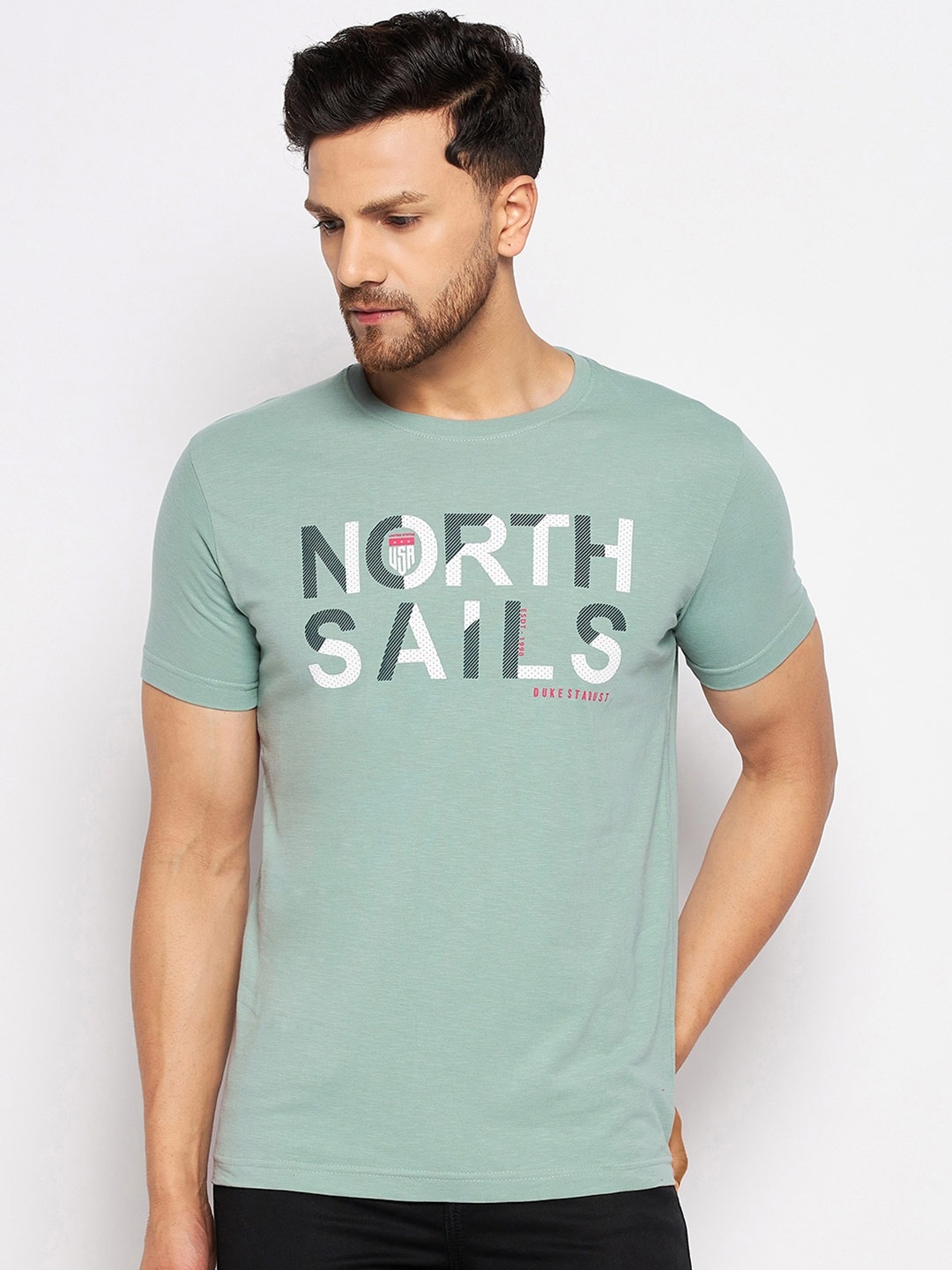 

Duke Typography Round Neck Cotton Slim Fit T-shirt, Blue
