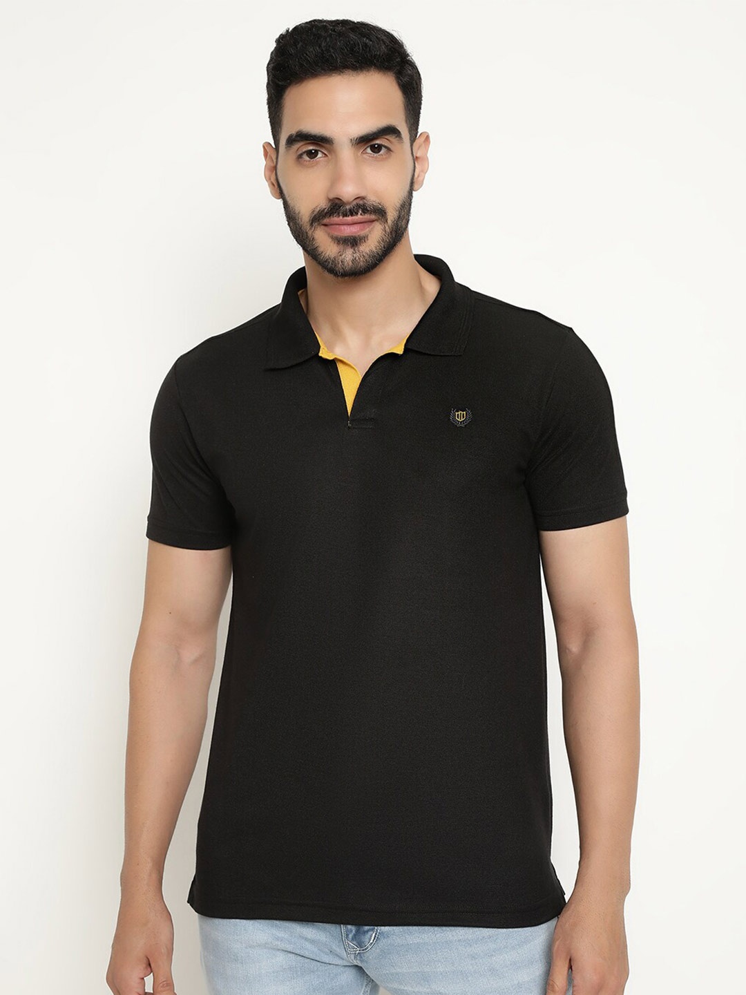 

Duke Polo Collar Half Sleeve Cotton T-shirt, Black