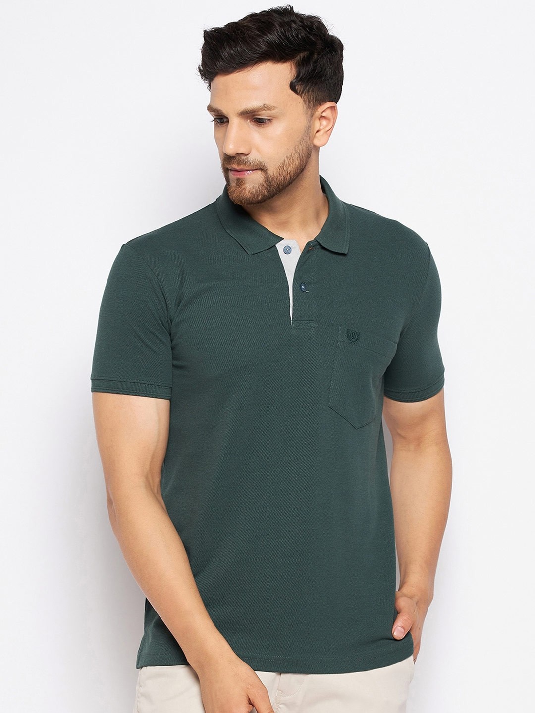 

Duke Polo Collar Half Sleeve Cotton T-shirt, Green