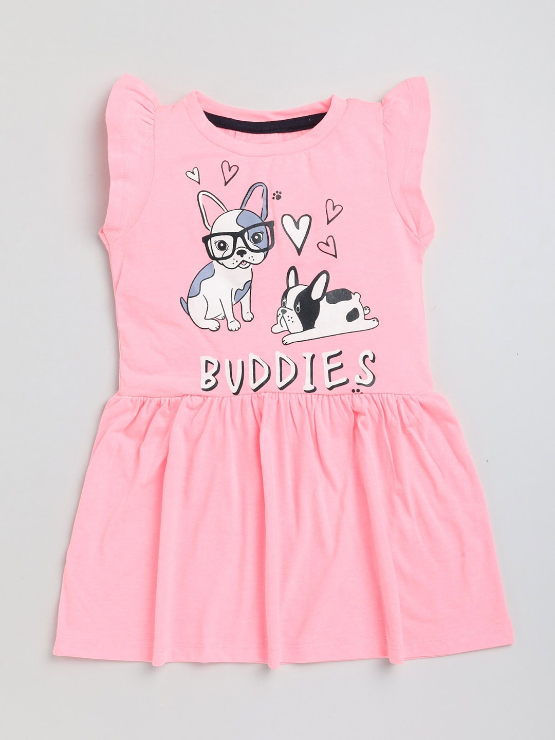 

YK Girls Graphic Printed Cotton Fit & Flare Dress, Pink
