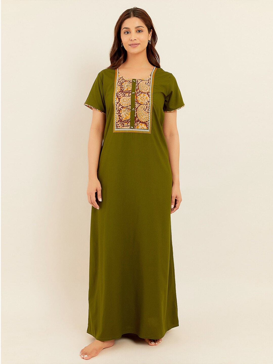 

Maybell Floral Printed Maxi Nightdress, Green