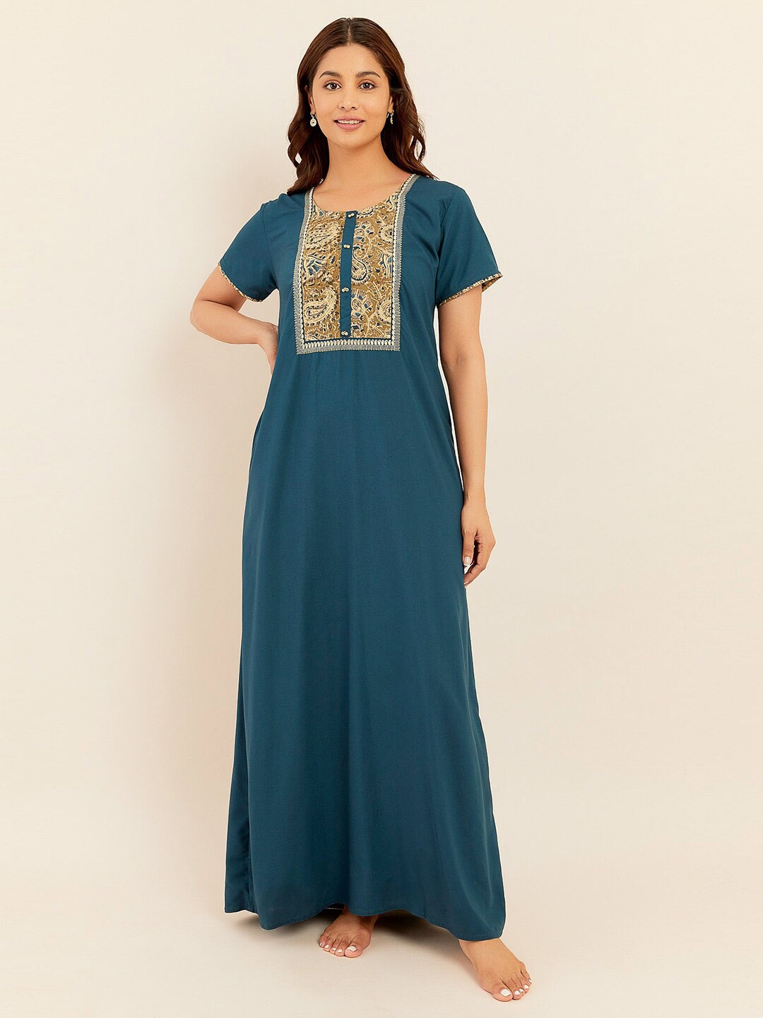 

Maybell Floral Printed Maxi Nightdress, Blue