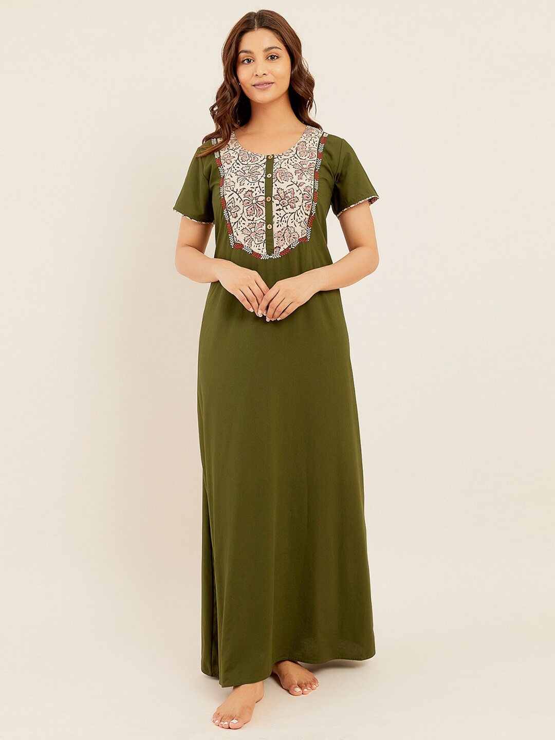 

Maybell Floral Printed Maxi Nightdress, Green