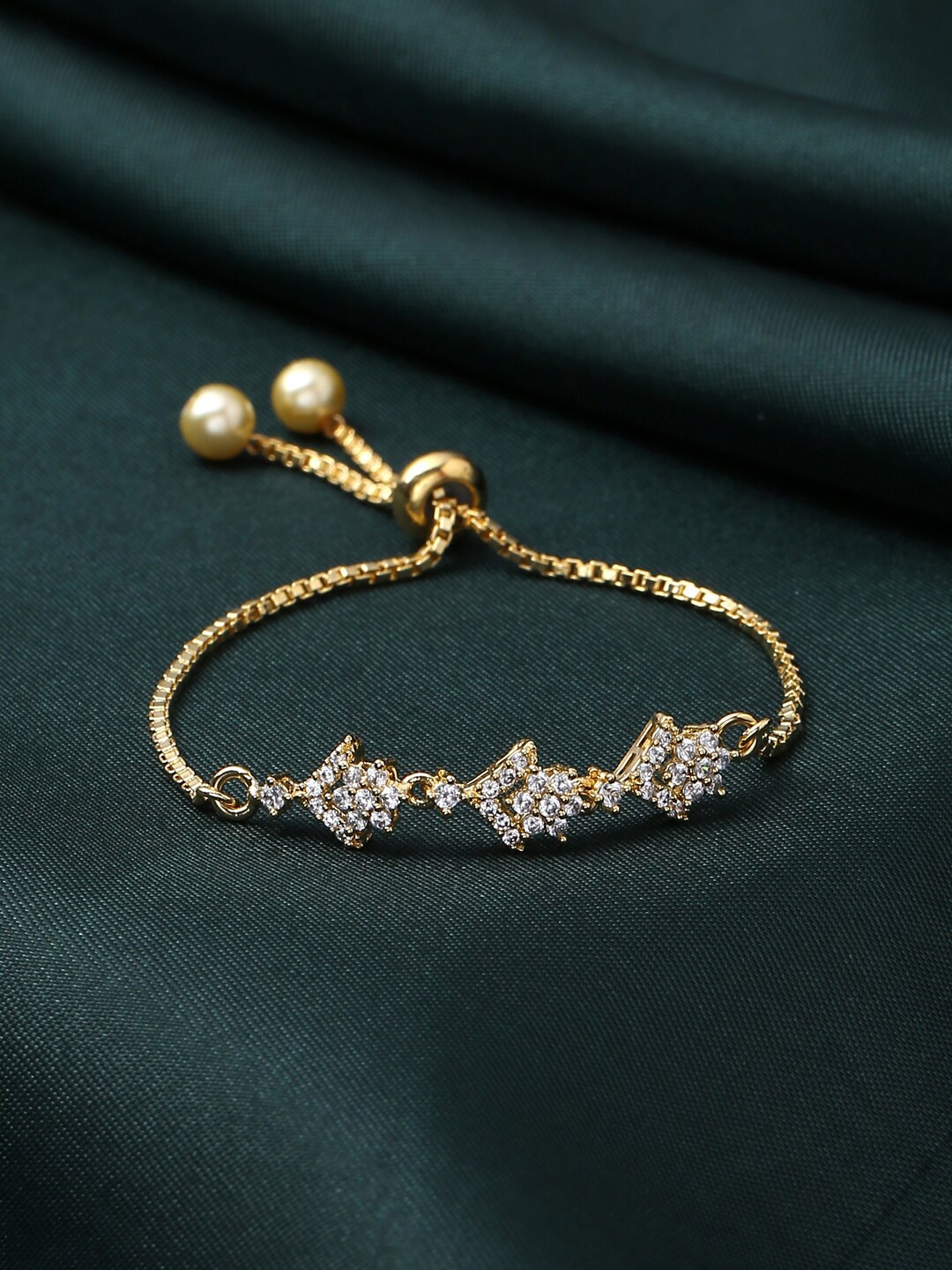 

VIRAASI Women Gold-Plated American Diamond Link Bracelet