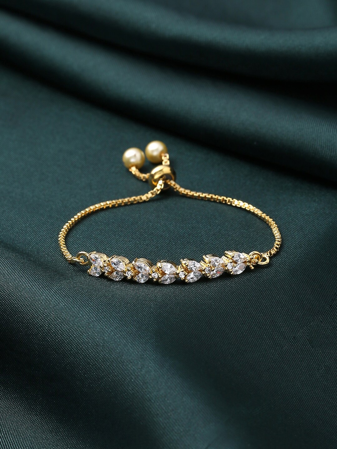 

VIRAASI Women Gold-Plated American Diamond Link Bracelet