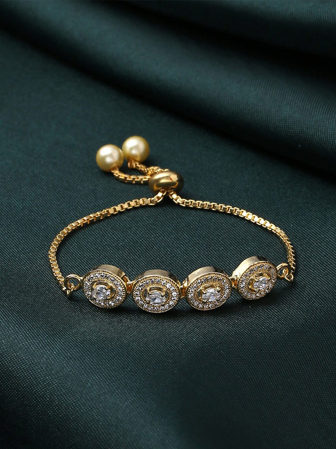 

VIRAASI Women Gold-Plated American Diamond Link Bracelet