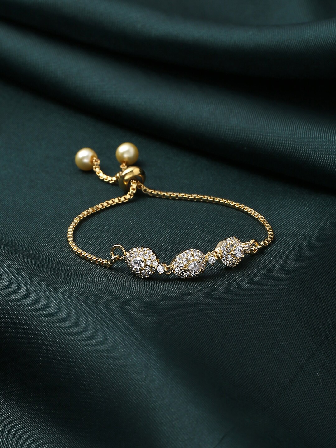

VIRAASI Women Gold-Plated American Diamond Link Bracelet