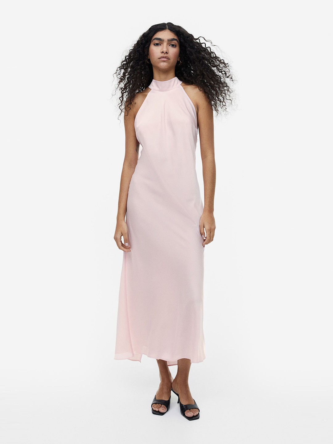 

H&M Women Open-Back Satin Dress, Pink