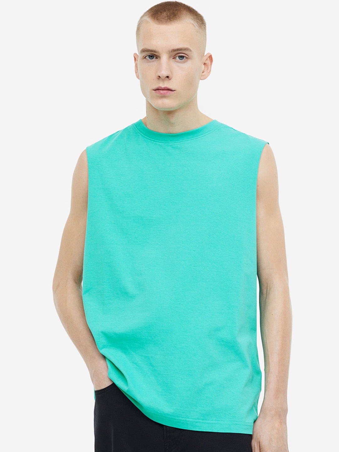 

H&M Pure Cotton Vest Top, Green