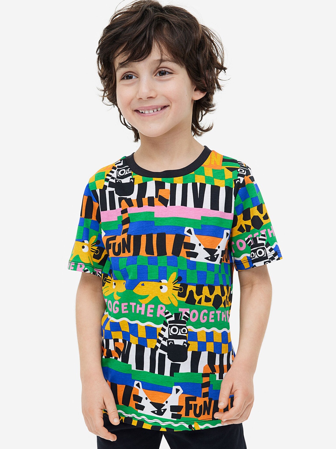 

H&M Boys Printed Pure Cotton T-shirt, Black