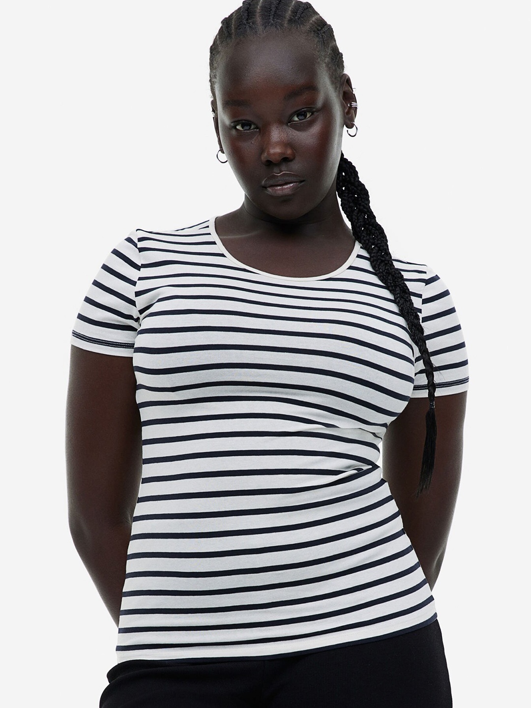 

H&M Women Cotton T-Shirt, White