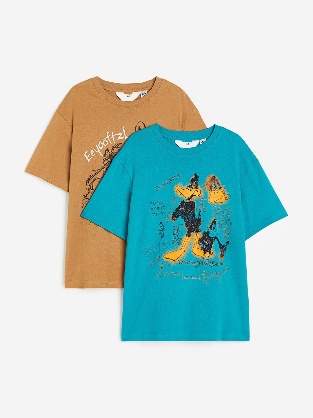 

H&M Boys 2-Pack Printed T-Shirts, Beige