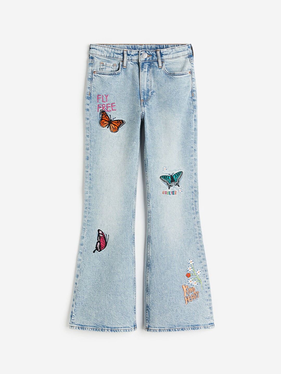 

H&M Girls Flared Leg High Jeans, Blue