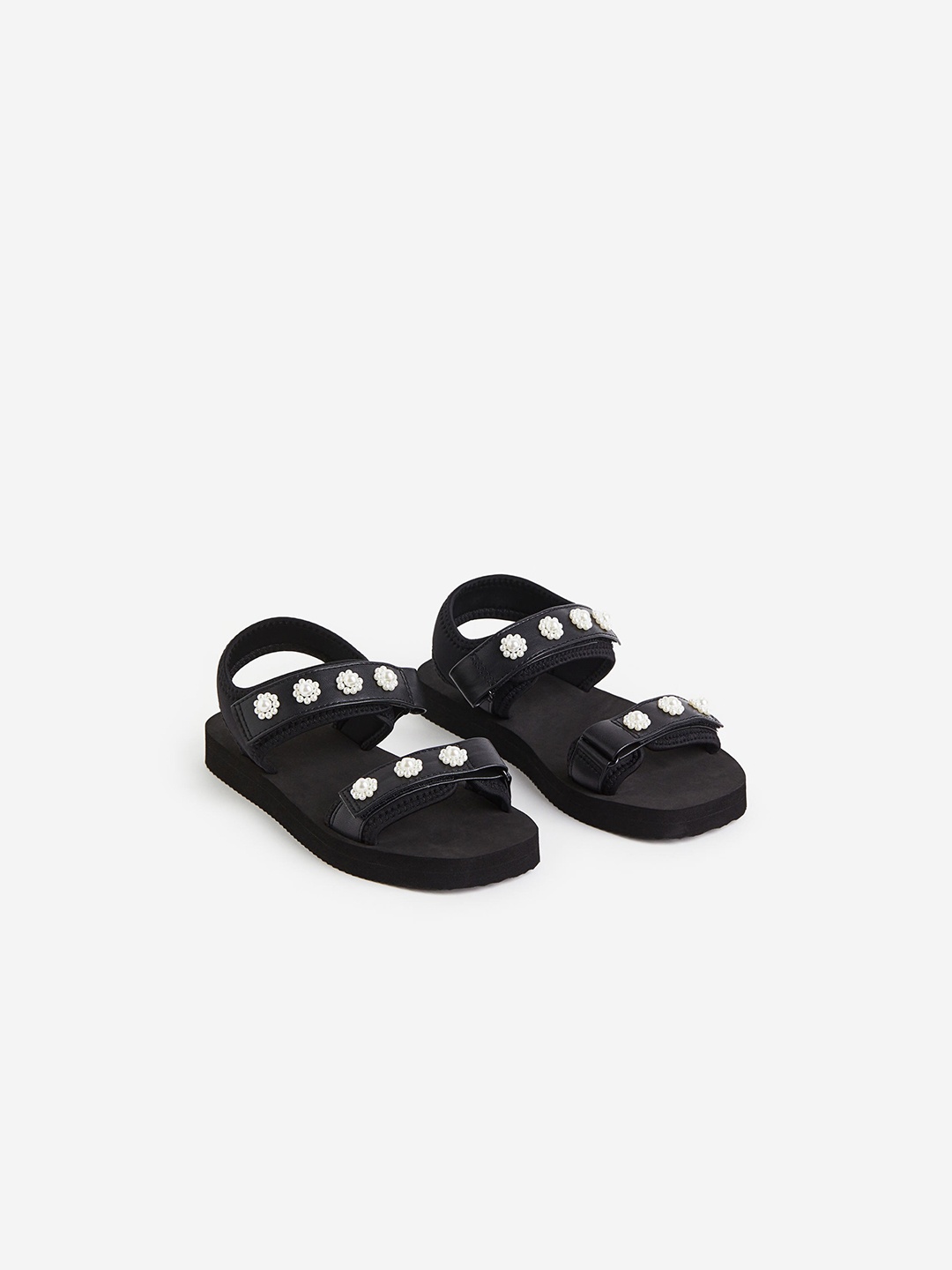 

H&M Girls Appliqued Scuba Sandals, Black