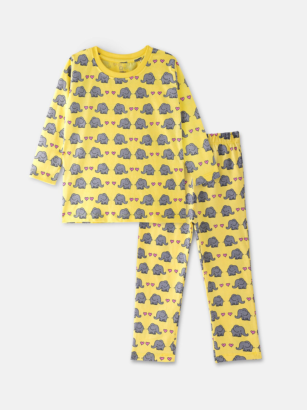 

Cuddles for Cubs Kids Conversational Printed Night Suit, Yellow
