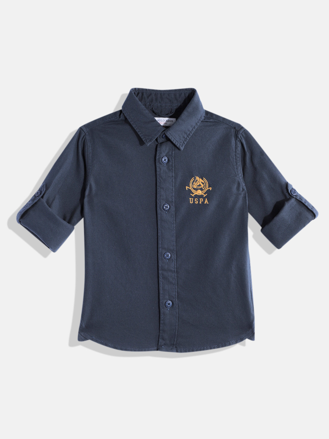 

U.S. Polo Assn. Kids Boys Brand Logo Embroidered Pure Cotton Casual Shirt, Navy blue