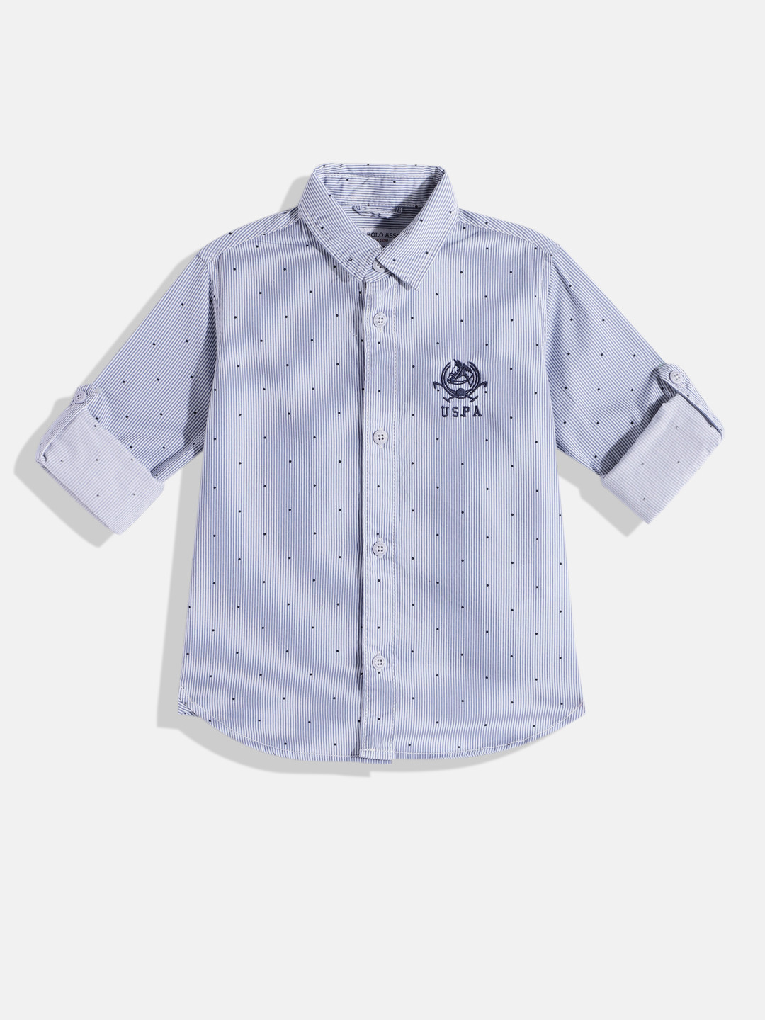 

U.S. Polo Assn. Kids Boys Striped Pure Cotton Casual Shirt, White