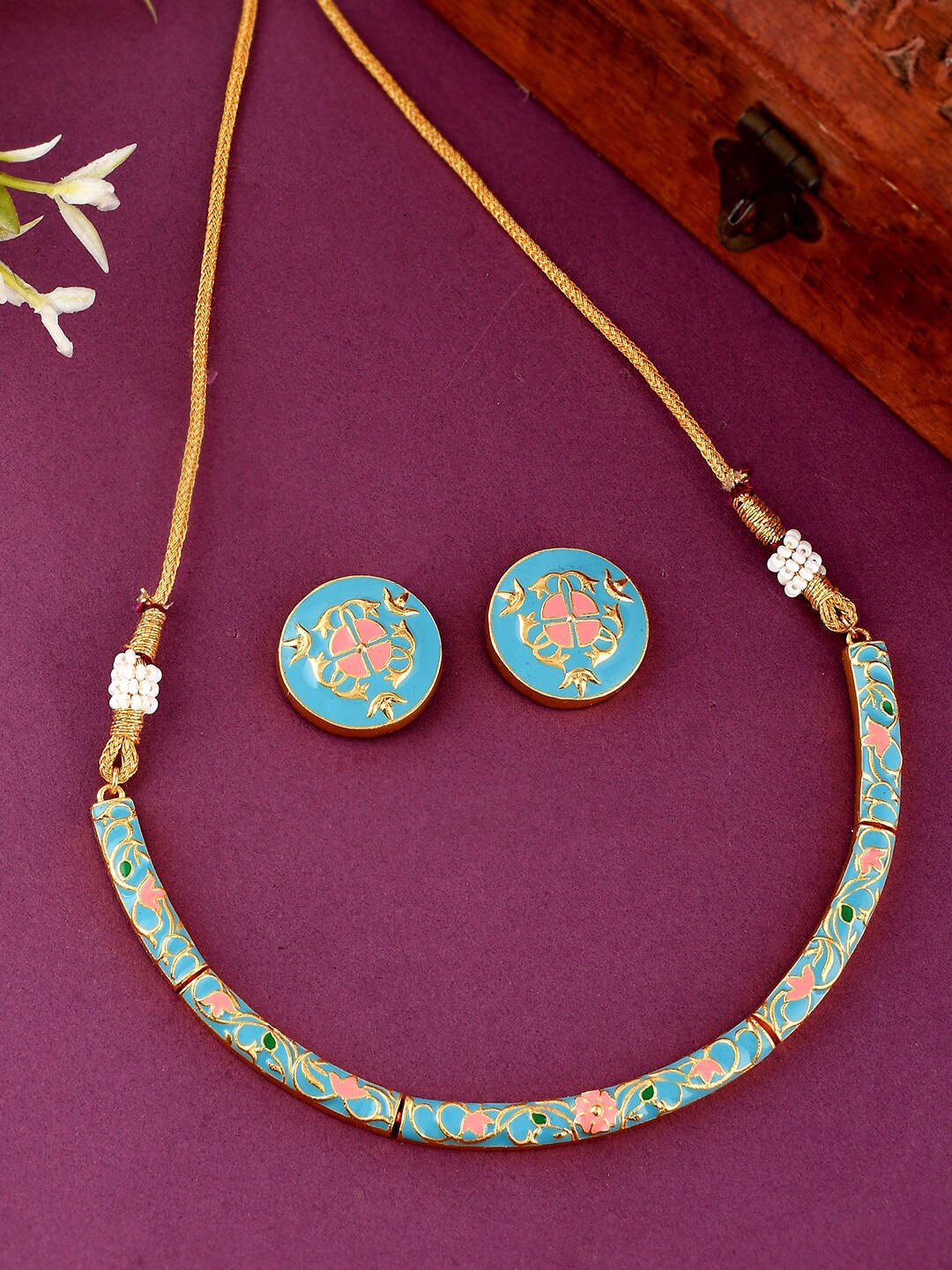 

Voylla Gold-Plated Necklace and Earrings