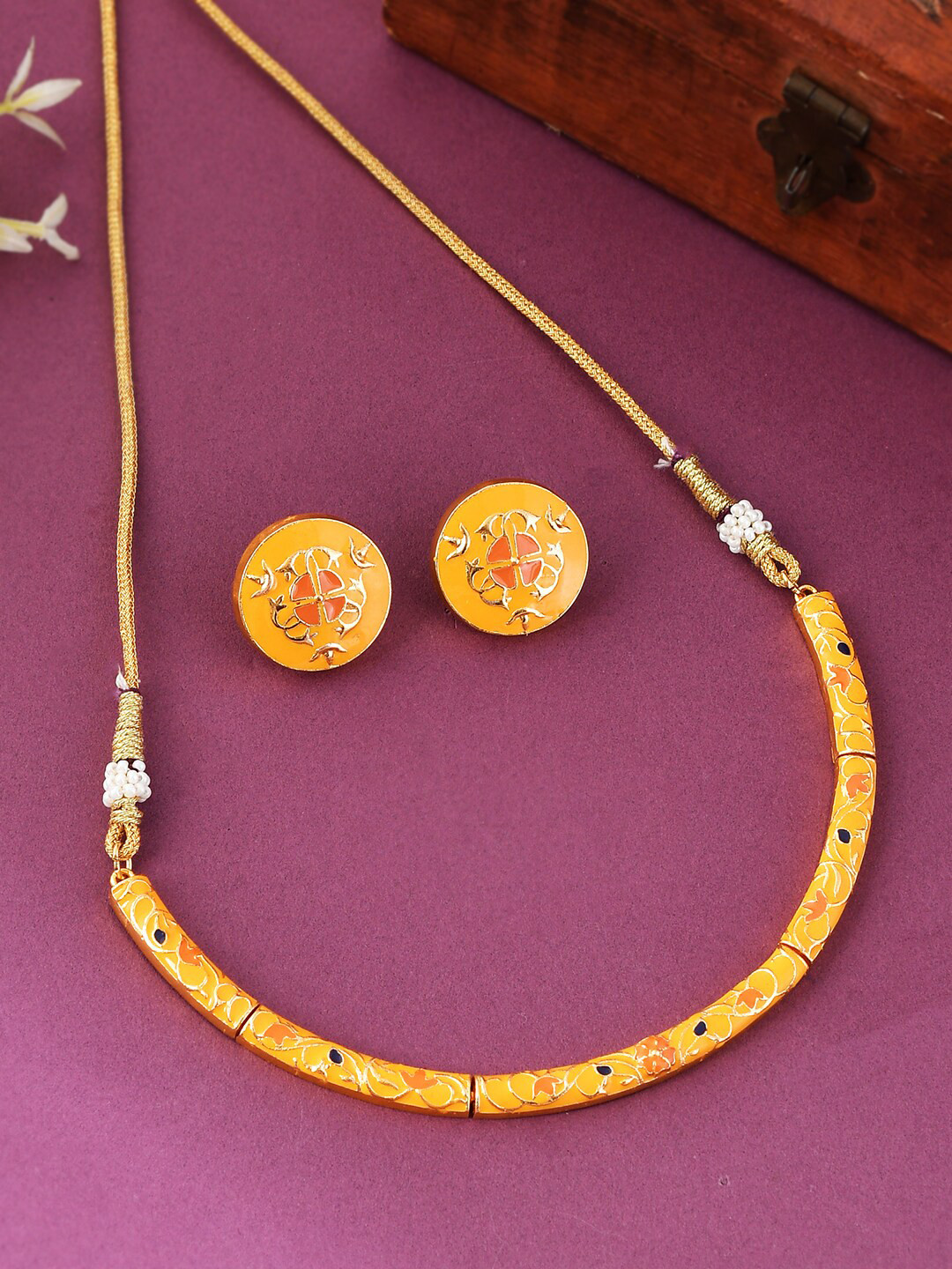 

Voylla Gold-Plated CZ Necklace With Earrings