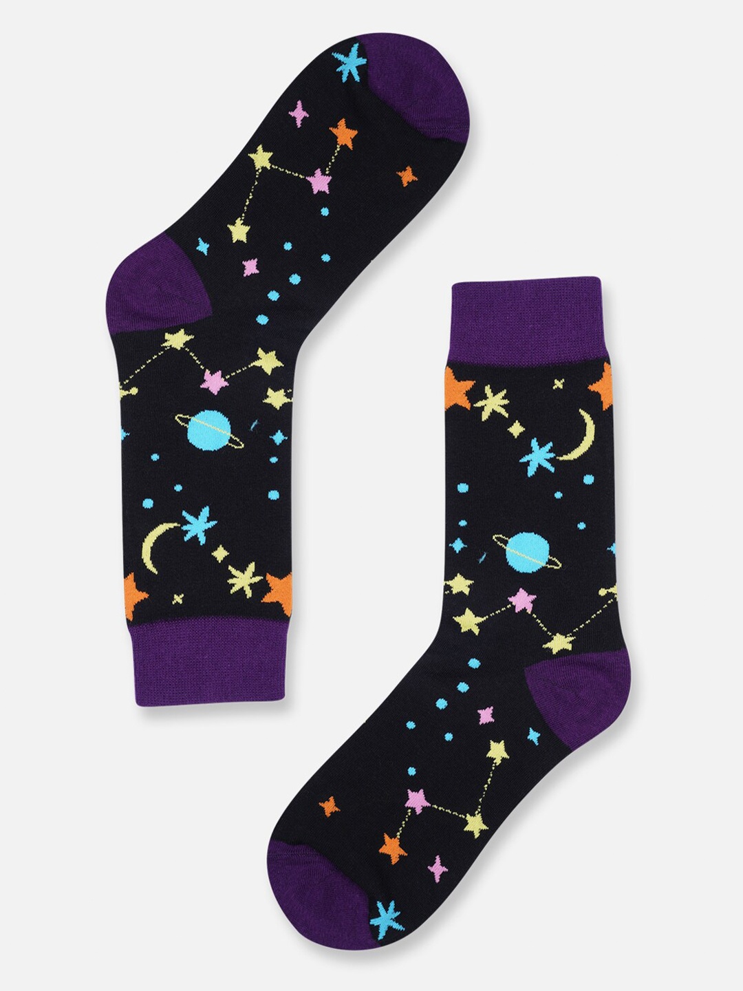 

TOFFCRAFT Men Patterned Cotton Above Knee-Length Socks, Black