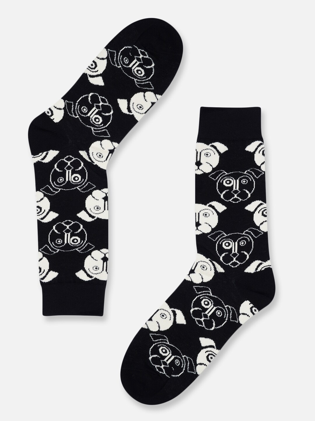 

TOFFCRAFT Men Patterned Cotton Above Ankle-Length Socks, Black