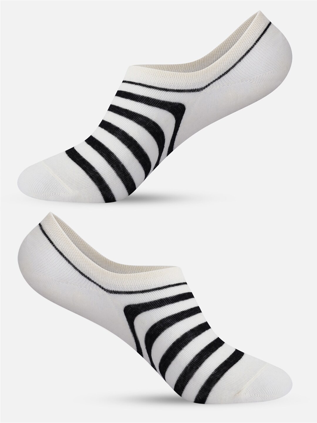 

TOFFCRAFT Men Striped Cotton Ankle-Length Socks, White