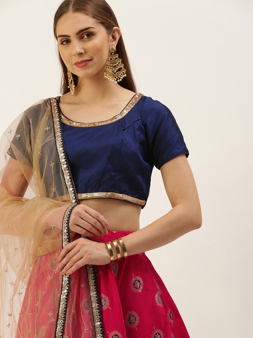 

Ethnovog Embellished Sequinned Ready to Wear Lehenga & Blouse With Dupatta, Blue