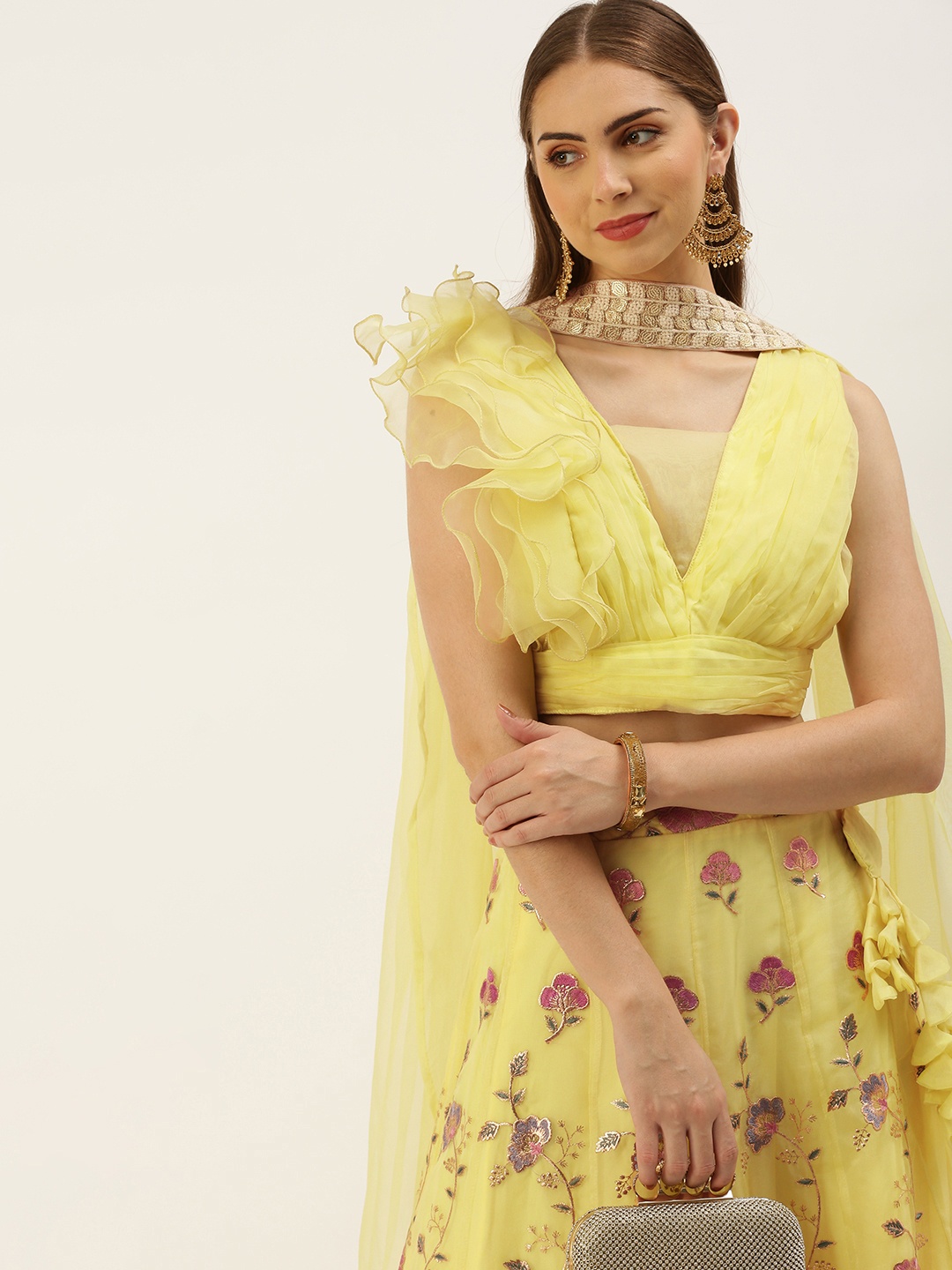 

Ethnovog Ready to Wear Lehenga & Blouse With Dupatta, Yellow