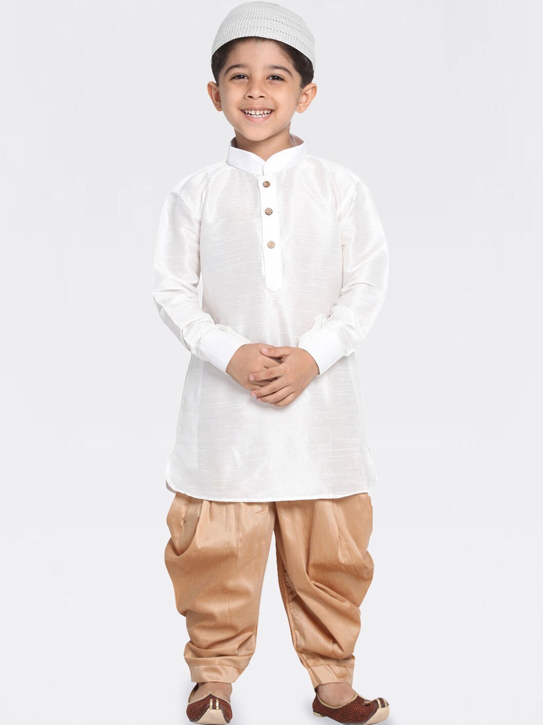 

JBN Creation Boys Mandarin Collar Kurta with Dhoti Pants, White