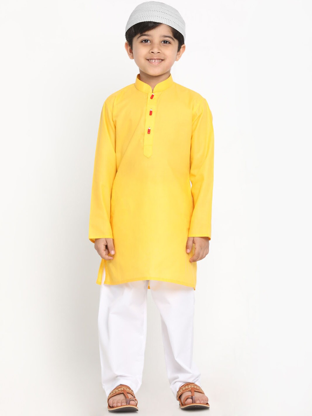 

JBN Creation Boys Mandarin Collar Kurta with Pyjamas, Yellow