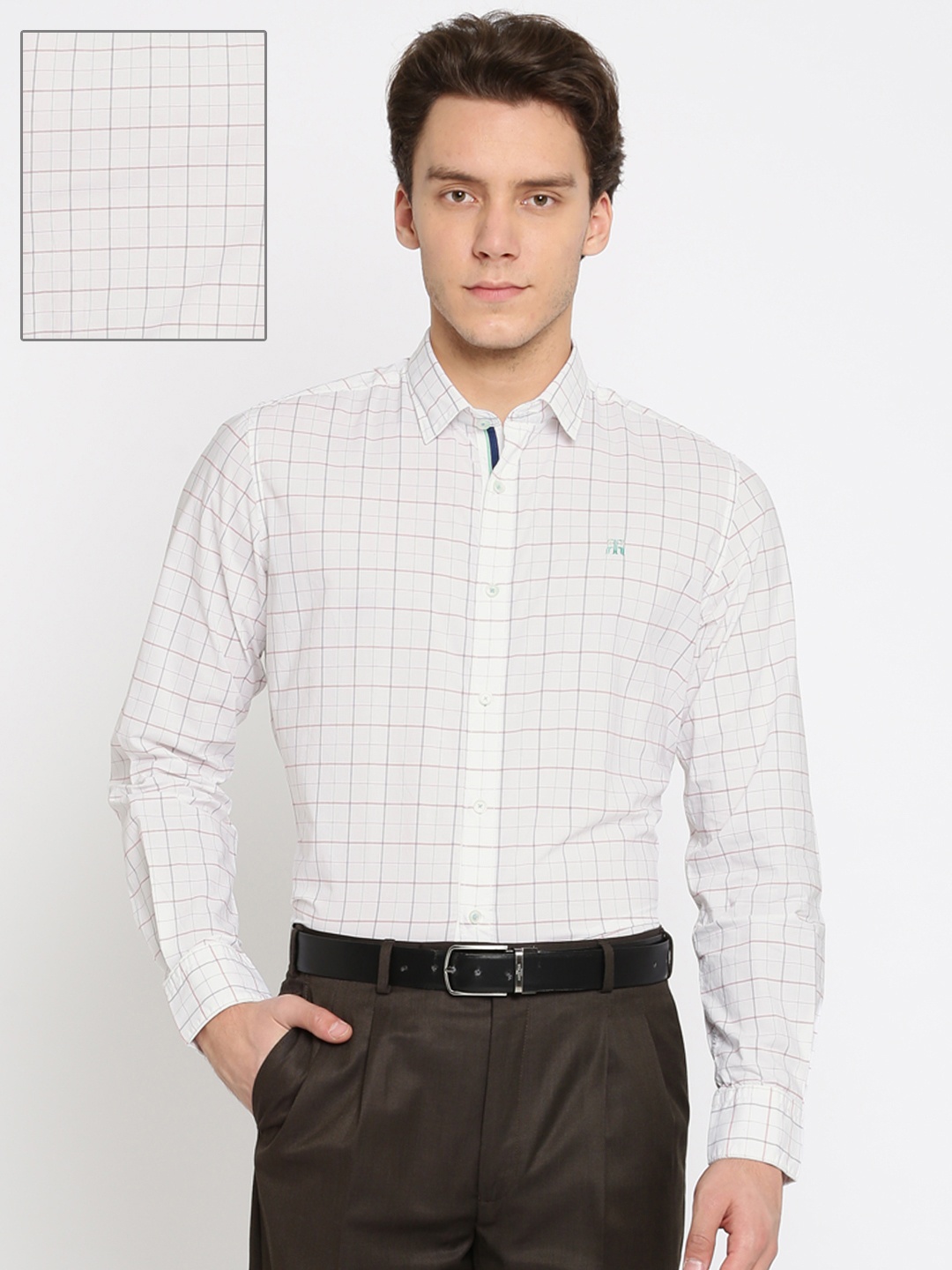 

Raymond Men White & Red Contemporary Fit Checked Formal Shirt