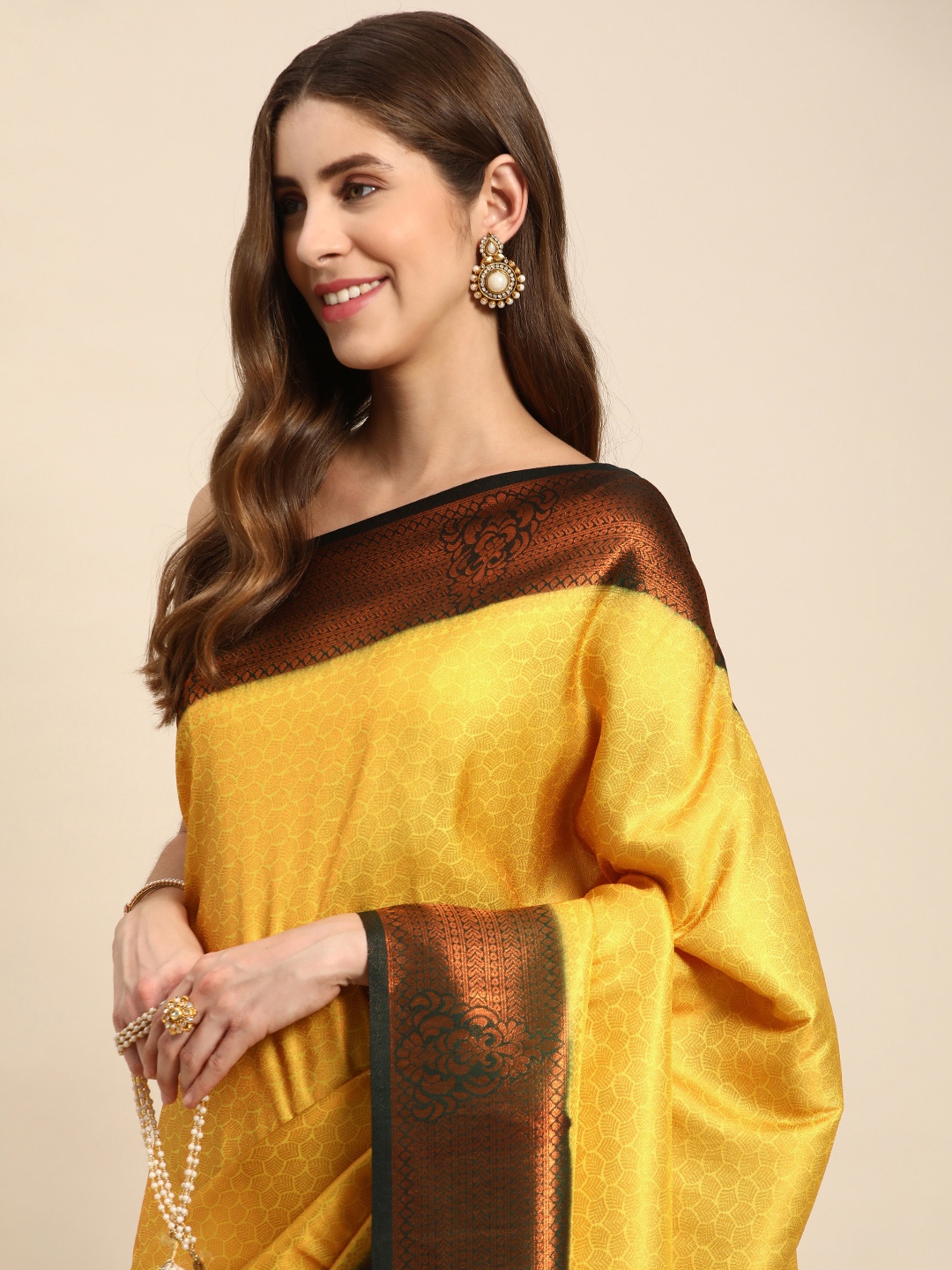 

Pothys Woven Design Ethnic Motifs Art Silk Banarasi Saree, Yellow