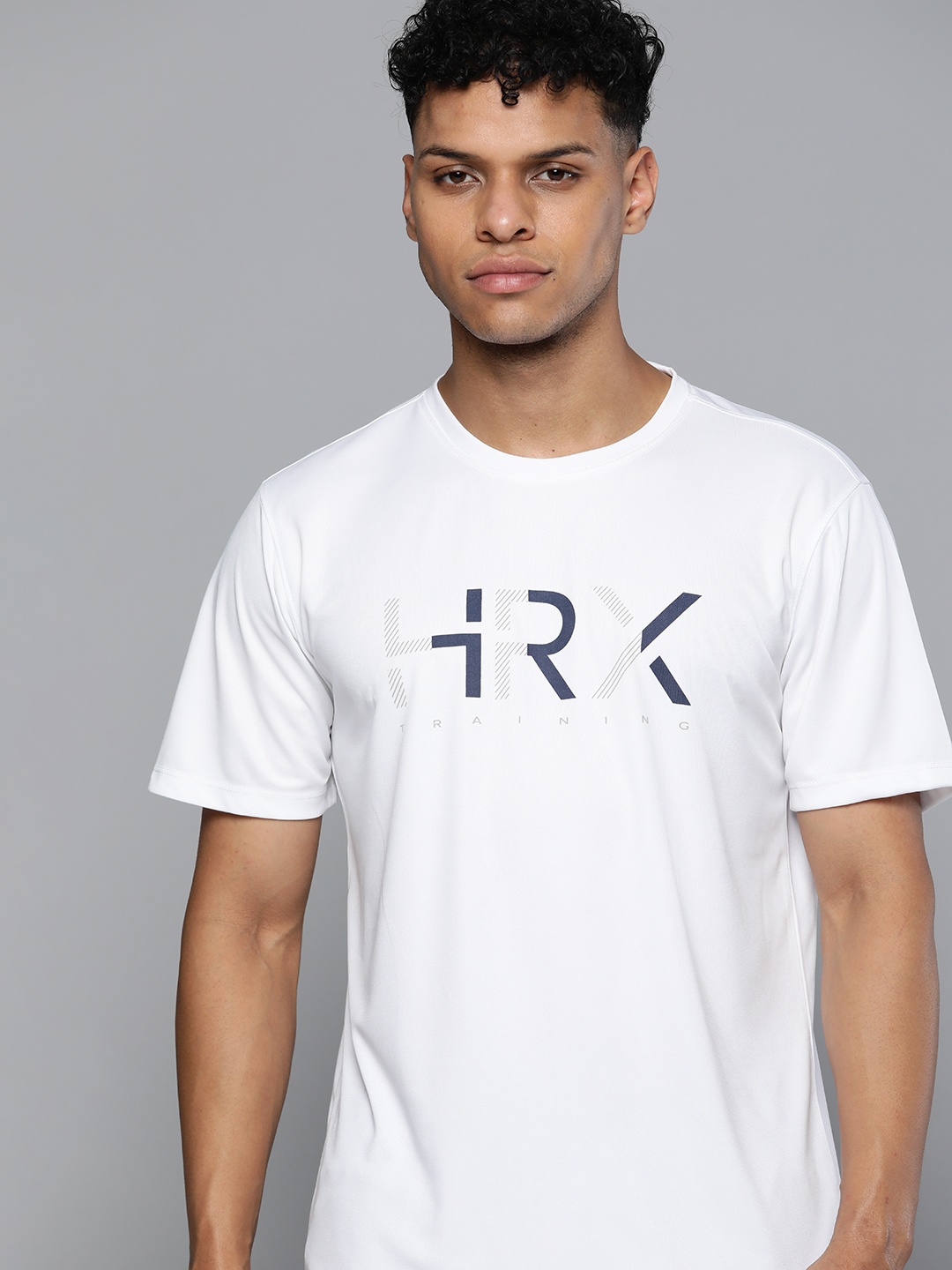 

HRX by Hrithik Roshan Men Brand Logo Training Printed Sports T-shirt, White
