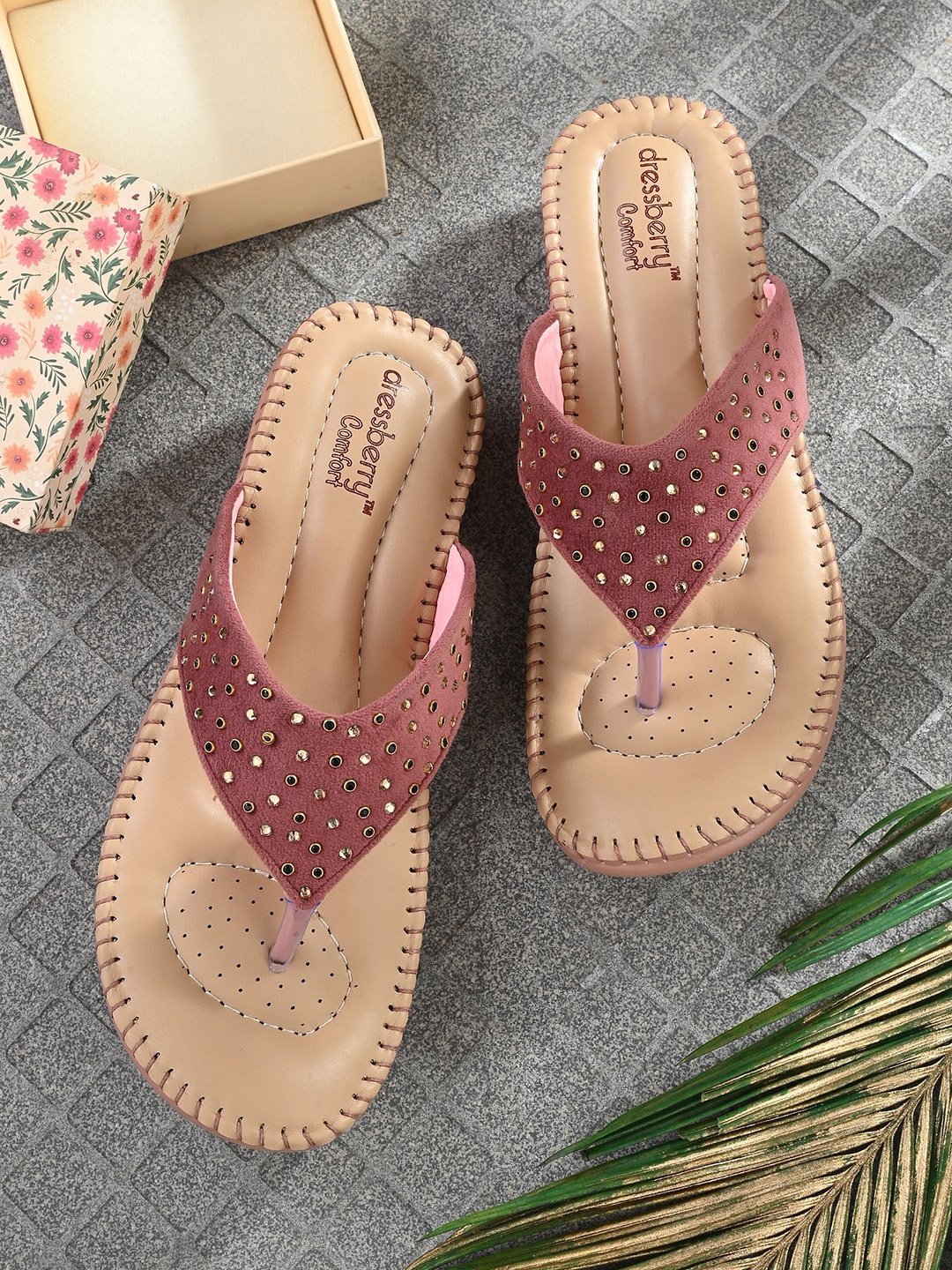 

DressBerry Women Embellished One Toe Flats, Pink