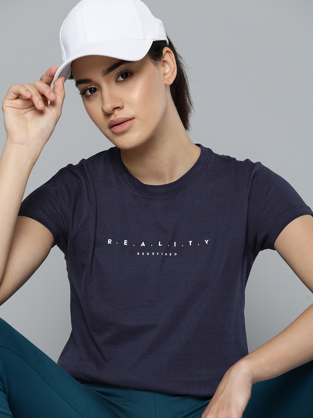 

HRX by Hrithik Roshan Typography Printed Bio-Wash T-shirt, Navy blue