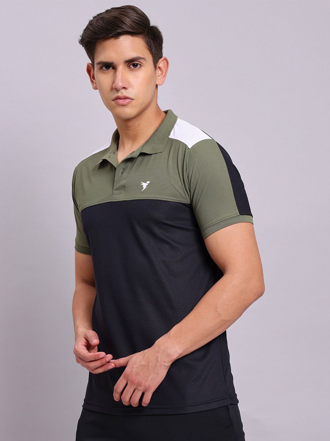 

Technosport Polo Collar Antimicrobial Slim Fit Sports T-shirt, Olive