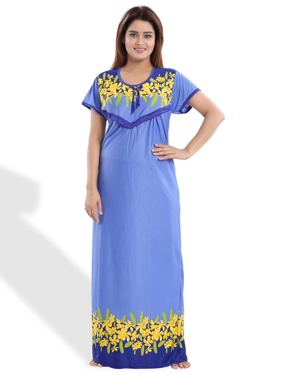 

SHOPPING STATION Floral Printed Satin Maternity Maxi Nightdress, Blue