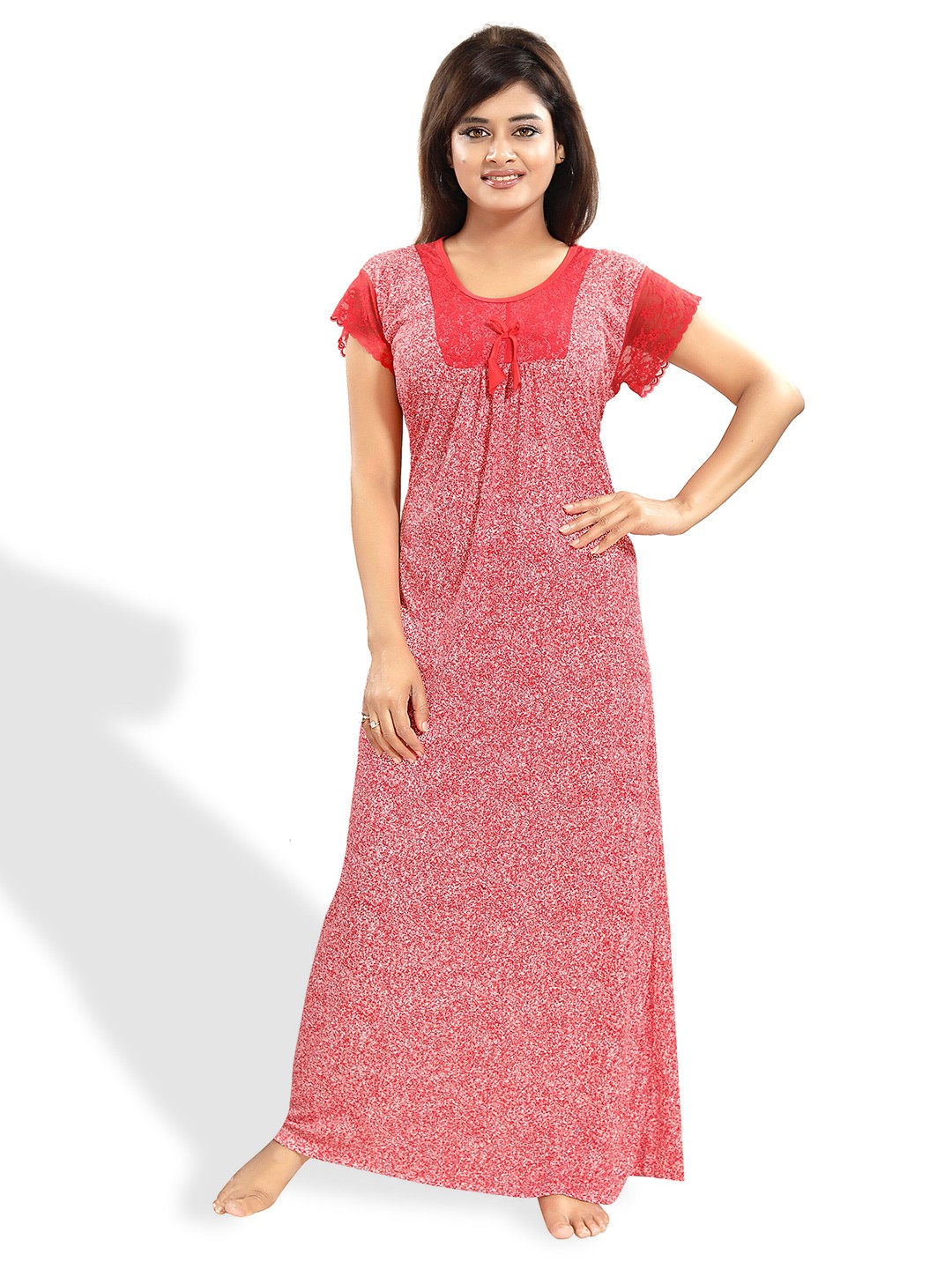 

SHOPPING STATION Abstract Printed Satin Maxi Nightdress, Red