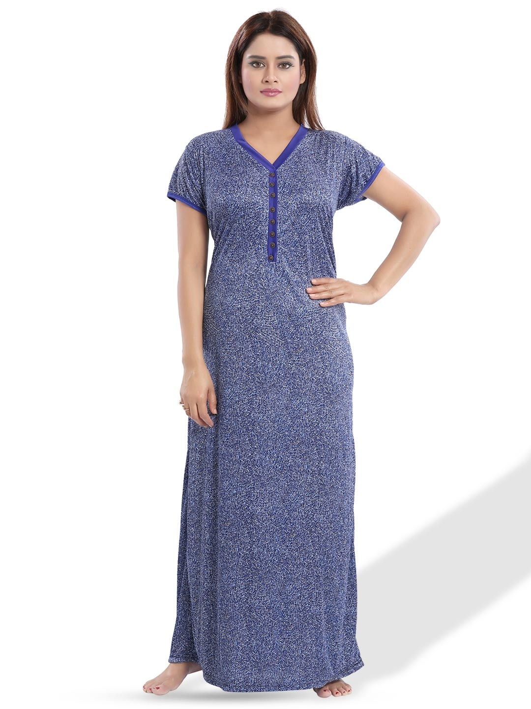 

SHOPPING STATION Abstract Printed Satin Maxi Nightdress, Blue