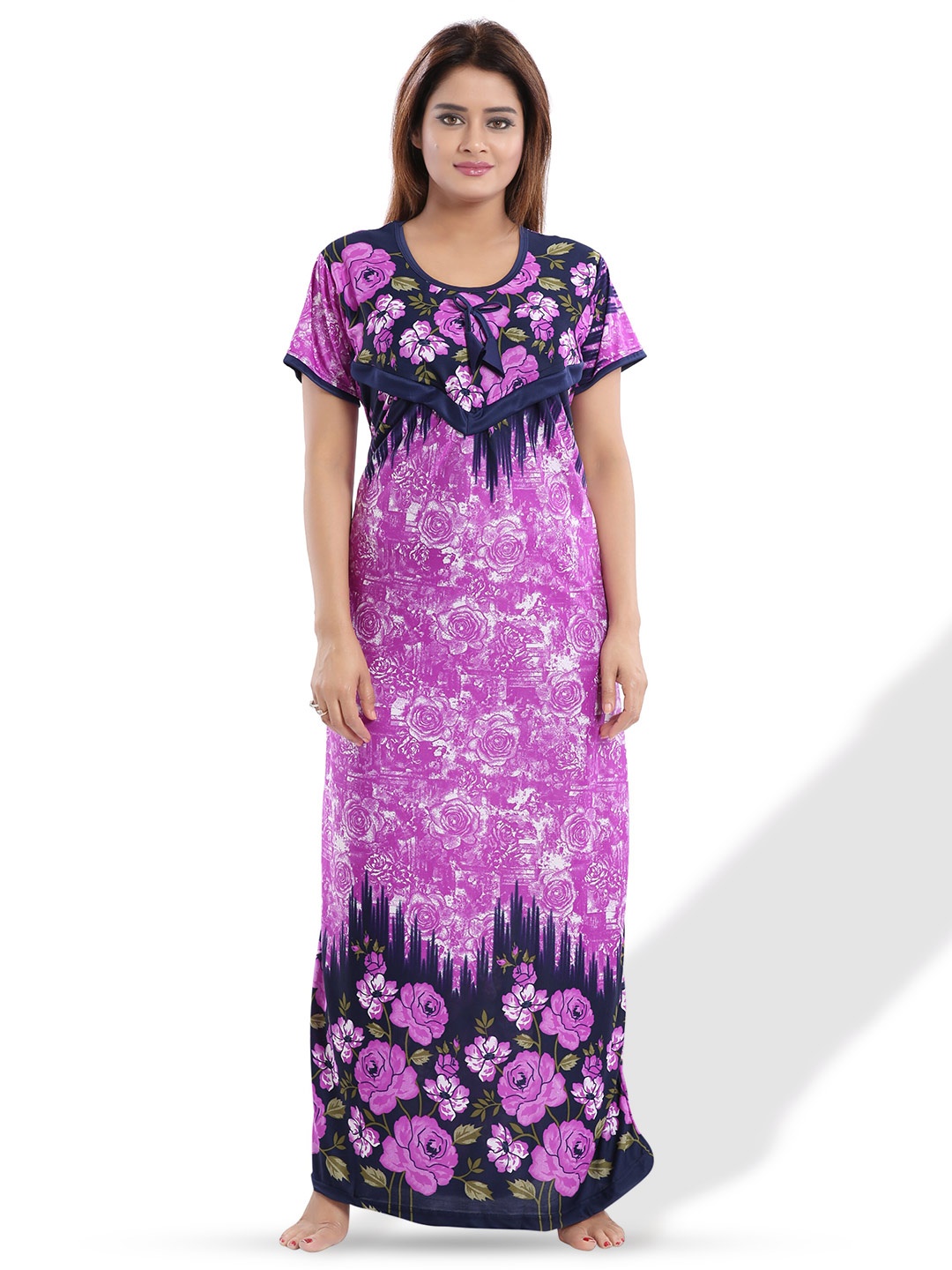 

SHOPPING STATION Floral Printed Satin Maternity Maxi Nightdress, Purple