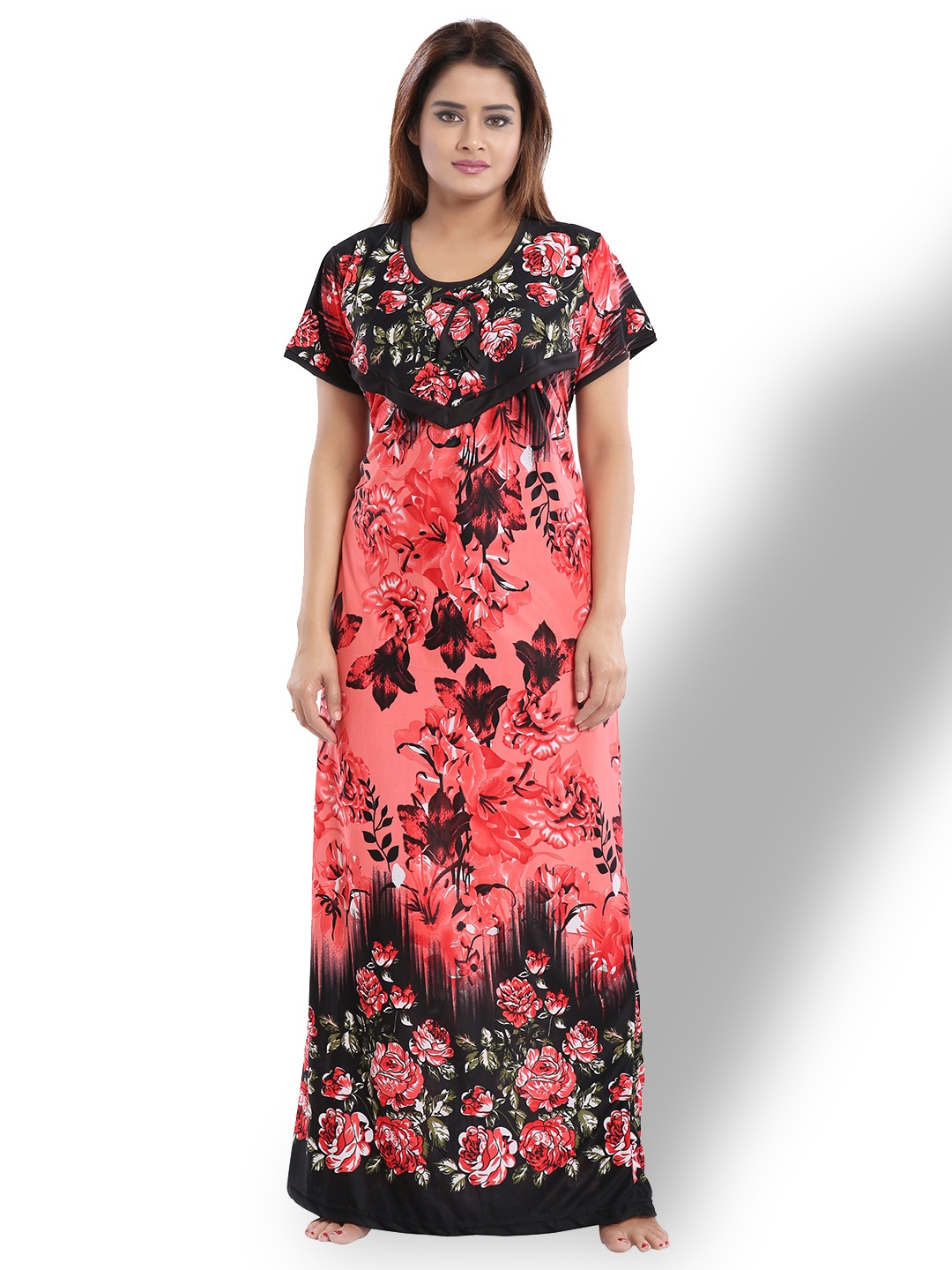 

SHOPPING STATION Floral Printed Satin Maternity Maxi Nightdress, Red