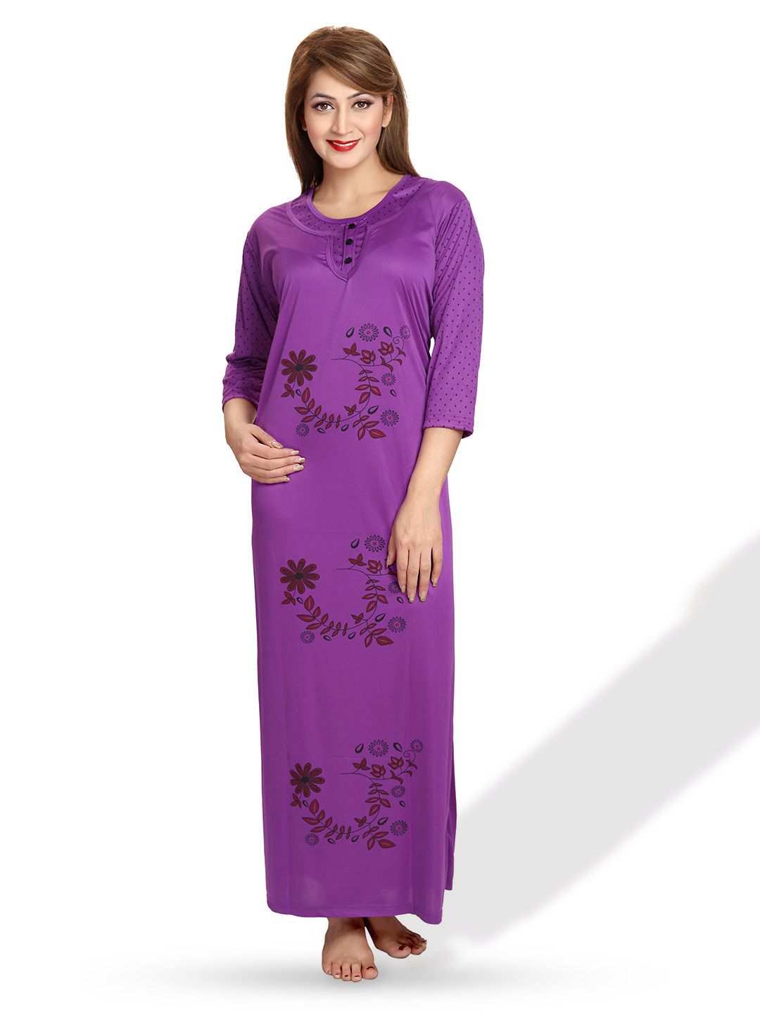 

SHOPPING STATION Floral Printed Satin Maxi Nightdress, Purple