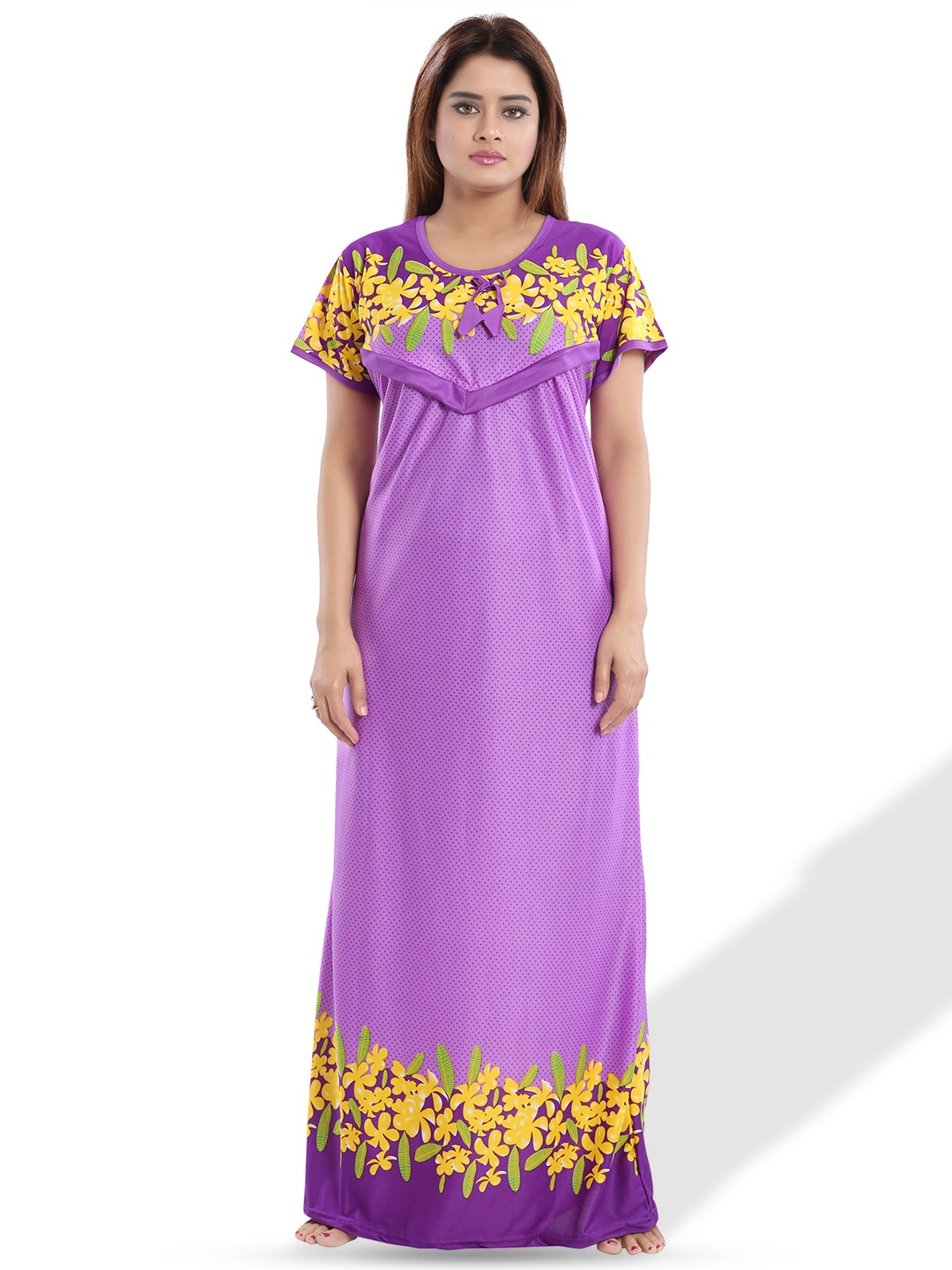 

SHOPPING STATION Floral Printed Satin Maternity Maxi Nightdress, Purple