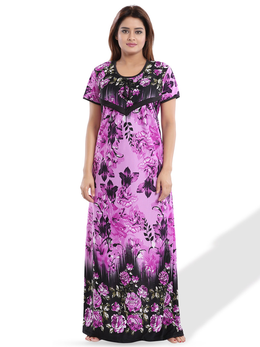 

SHOPPING STATION Floral Printed Satin Maternity Maxi Nightdress, Purple