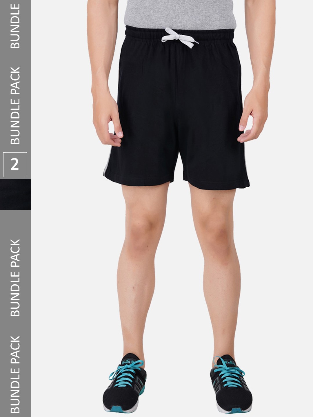 

PRIDE APPAREL Men Pack Of 2 Antimicrobial Pure Cotton Shorts, Black