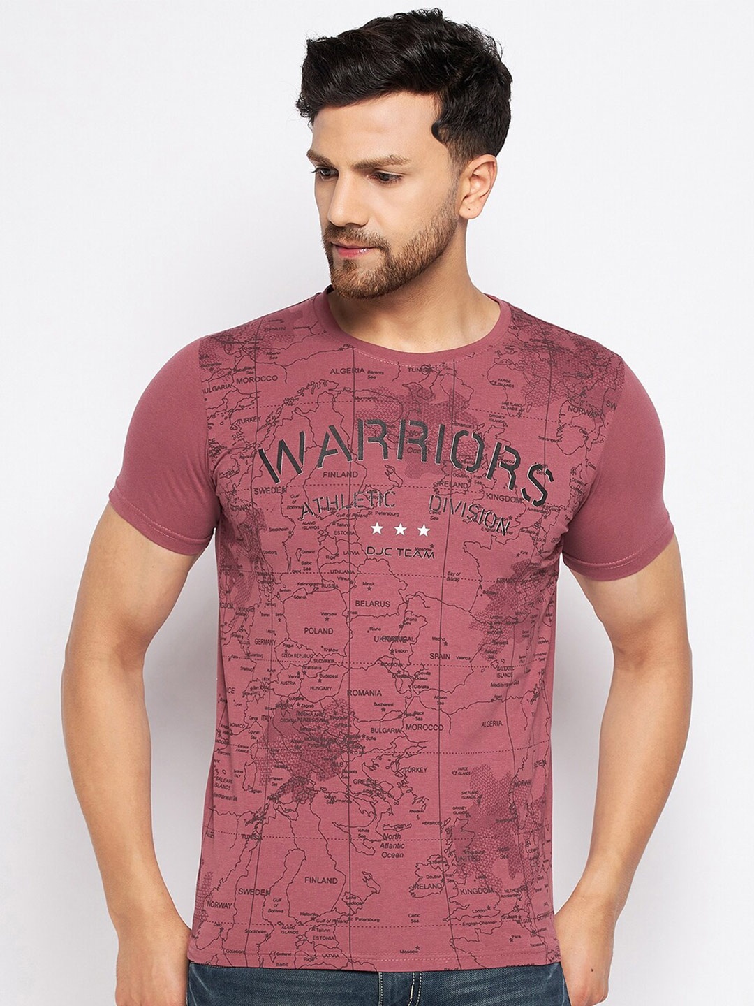 

Duke Typography Round Neck Cotton Slim Fit T-shirt, Pink