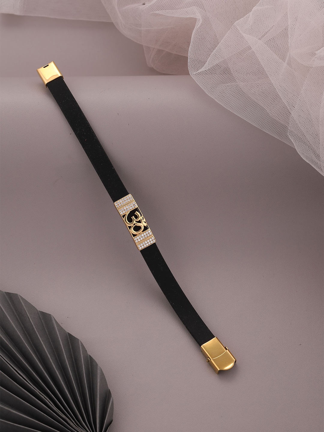 

Vita Bella Women Gold-Toned & Black Gold-Plated Wraparound Bracelet